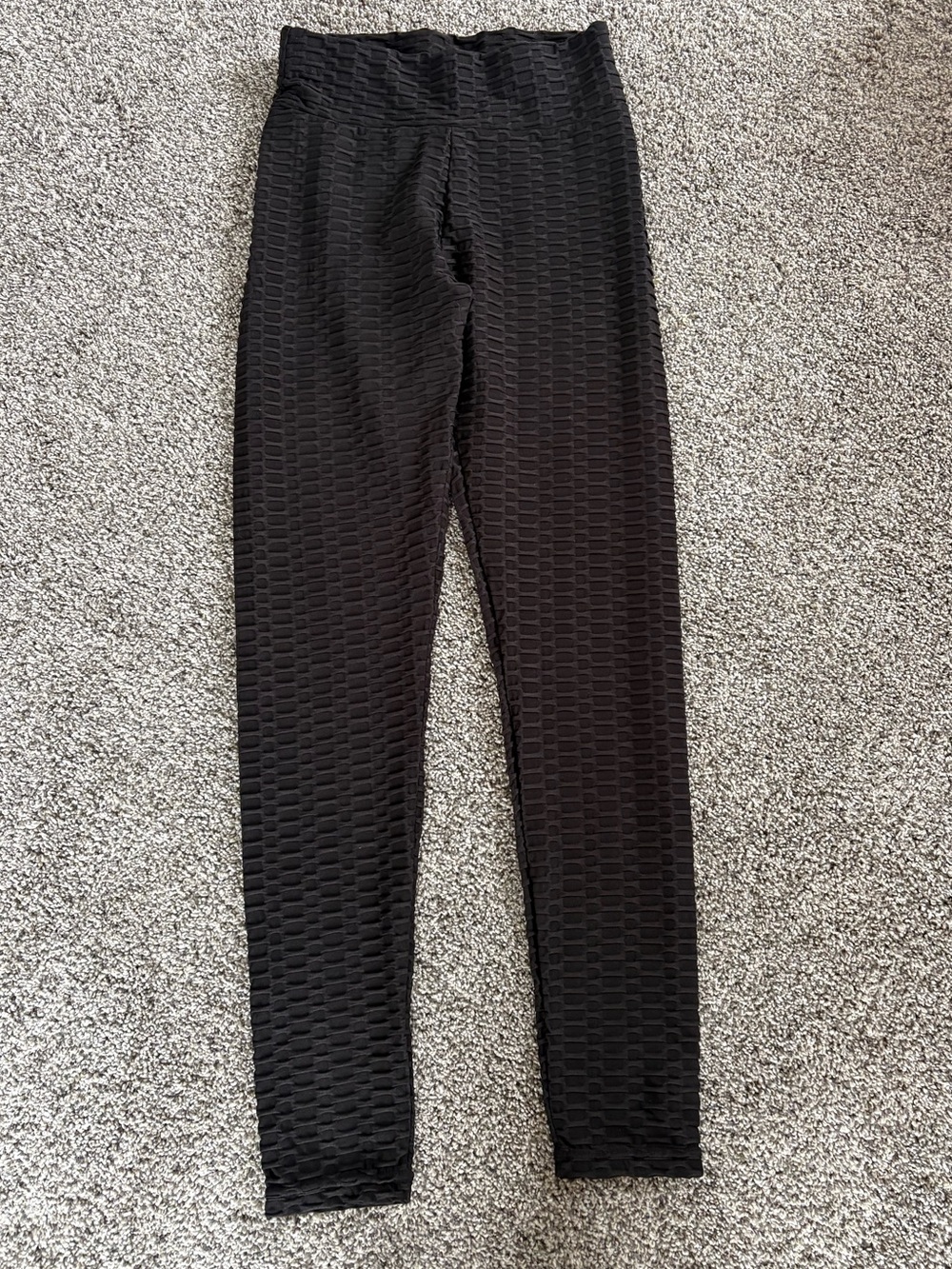 Textured High-Waist Black Women’s Jogger Leggings